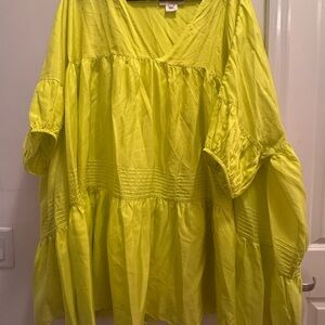 Anaak Airi Mini Dress, Fluoro Yellow. Size 0. Open size fit.